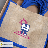 Custom Jute Bag with Colored Trim and Handle – Sustainable Style for Your Brand